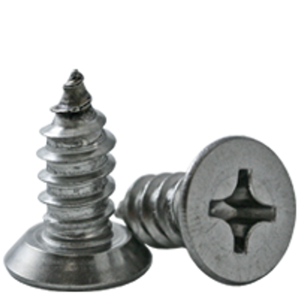 #8-18 x 3/8" Self-Tapping Screw, Undercut, Oval Head Phillips, 18-8 Stainless Steel, Type AB, Fully Threaded, Qty 1000