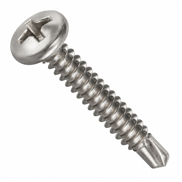 #6-20 x 3/8" Self-Drilling Screws, Phillips Pan Head, #2 Point BSD, 410 Stainless Steel, Full Thread, Hardened, Qty 1000