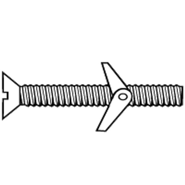 3/16"-24x4" ROUND PH/SL COMBO TOGGLE BOLT WITH WING NUT, ZINC CR+3, Qty 100