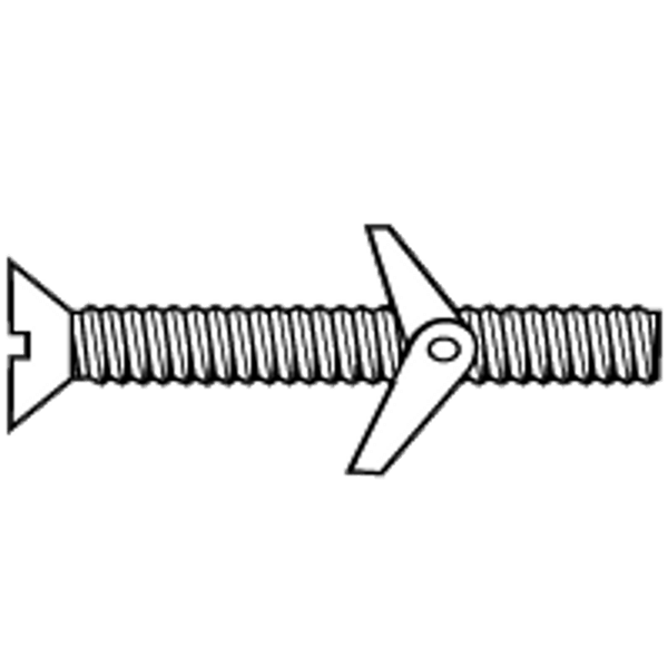 1/4"-20x6" ROUND HEAD SLOT TOGGLE BOLT WITH WING NUT, ZINC CR+3, Qty 8