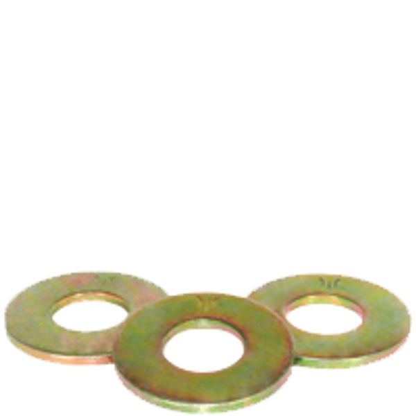 5/8" SAE Flat Washers, Zinc-Yellow, Medium Carbon, Thru-Hardened, Qty 50