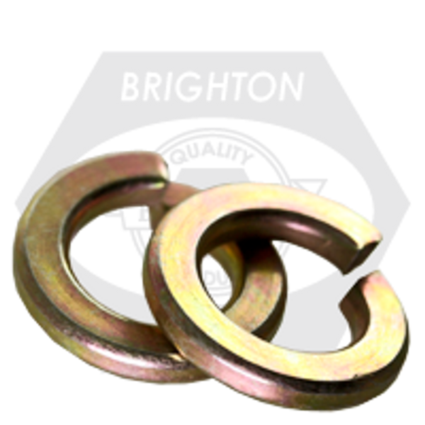 3/4" Regular Split Lock Washers, Zinc-Yellow, Alloy Steel, Thru-Hardened, Qty 50