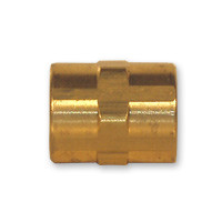 Mid-America Fittings 23300X6 SAE Pattern Coupling, 3/8 in FPT x 3/8 in FPT, 1.12 in, Brass