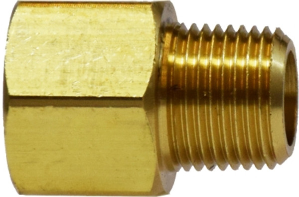 Midland Metal 28228 Extender Adapter, 1 in FNPTF x 1/2 in MNPTF, Brass