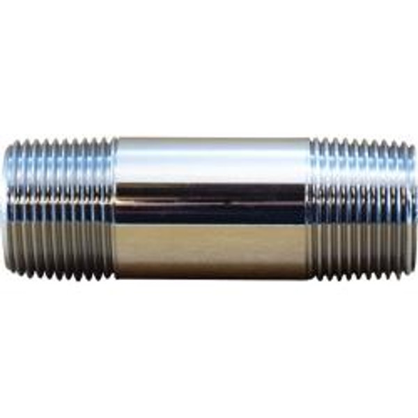 Midland Metal 41007 Pipe Nipple, 1/8 in MPT x 1/8 in MPT, 4 in, Brass, Chrome-Plated