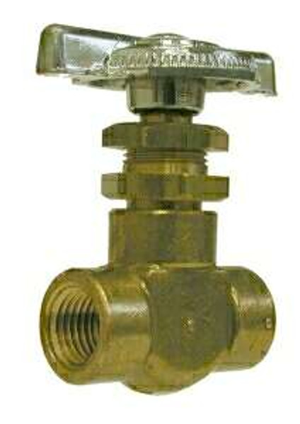 Midland Metal 46782 Regular Style Straight Needle Valve, 1/4 in Nominal, FPT, Brass Body