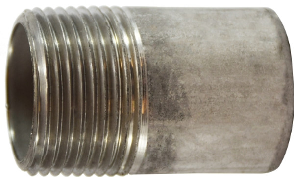 Midland Metal 48022T Pipe Nipple, 1/4 in TOE x 1/4 in Plain End, 2 in L, Stainless Steel, SCH 40 Schedule