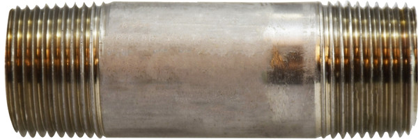 Midland Metal 52081 Seamless Pipe Nipple, 3/4 in MPT x 3/4 in MPT, 1-1/2 in L, Stainless Steel, SCH 80 Schedule