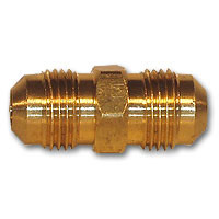 Mid-America Fittings LF242X4 Union, 1/4 in 45 deg Male Flared x 1/4 in 45 deg Male Flared, Brass