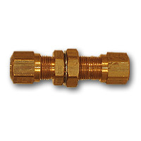 Mid-America Fittings NT62BH-4 Bulkhead Union, 1/4 in Tube OD x 1/4 in Tube OD, Brass