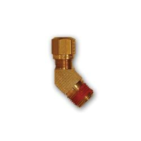 Mid-America Fittings NT6945-84VS 45 deg Elbow with RTS, 1/2 in Tube OD x 1/4 in Male NPTF, Brass