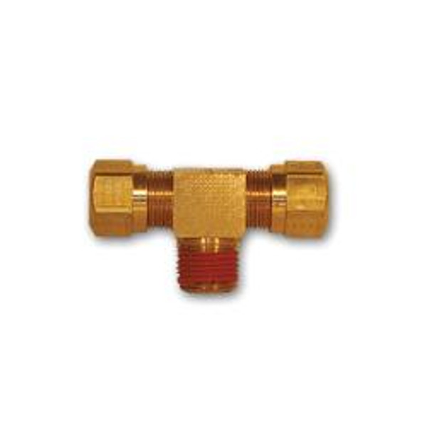 Mid-America Fittings NT72-644VS Branch Tee with Vibraseal, 3/8 in Tube OD x 1/4 in Tube OD x 1/4 in MNPTF, Brass Mid-America Fittings NT72-644VS Branch Tee with Vibraseal, 3/8 in Tube OD x 1/4 in Tube OD x 1/4 in MNPTF, Brass