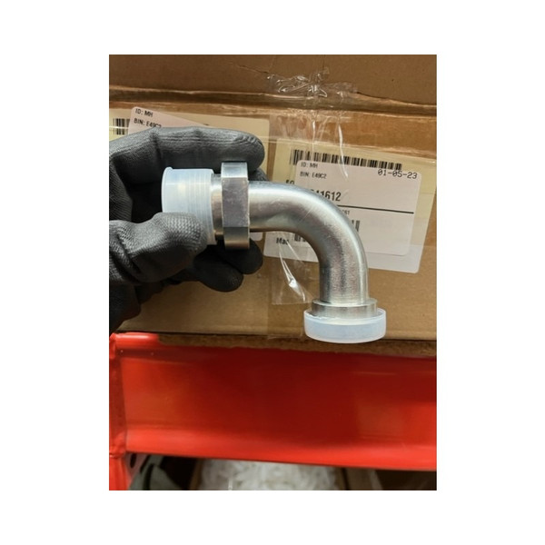 Midland Metal 17042032 90 deg Adapter Elbow, 1-1/4 in JIC x 2 in Code 61 Flanged, Steel