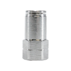 Midland Metal 20032NIC Adapter with Nickel Collet, 1/8 in Push to Connect x 1/8 in FPT, Brass, Nickel-Plated