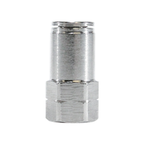 Midland Metal 20035NIC Adapter with Nickel Collet, 1/4 in Push to Connect x 1/4 in FPT, Brass, Nickel-Plated