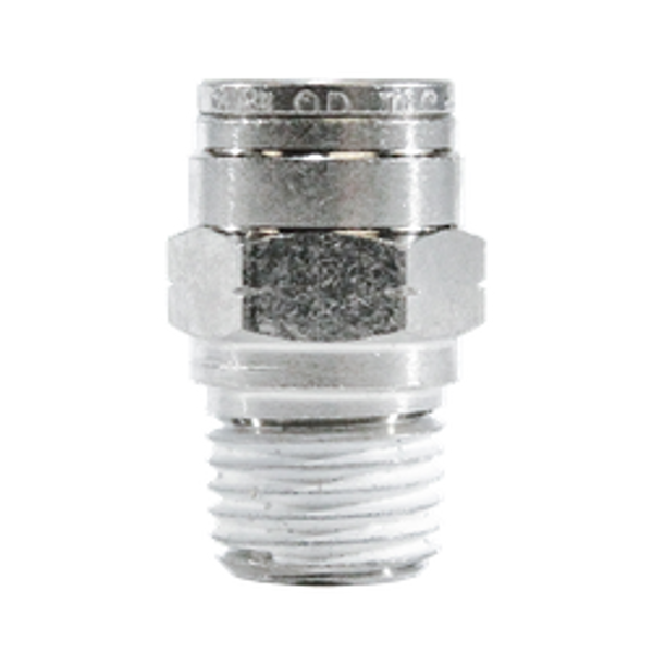 Midland Metal 20058NIC Connector with Collet, 3/8 in Push to Connect x 1/4 in MPT, Stainless Steel