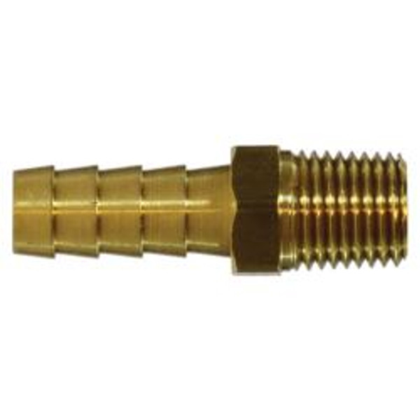 Midland Metal 201A-8C Rigid Male Adapter, Hose Barb, 1/2 x 3/8 Hose Barb To Mpt, Brass Fittings