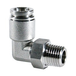 Midland Metal 269PPS-SS-6B 90 deg Swivel Elbow, 3/8 in Push-In Tube x 1/4 in MPT, Stainless Steel
