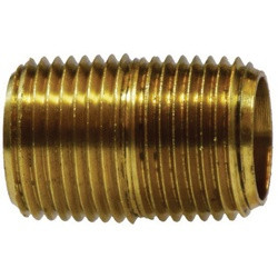 Midland Metal 28496 Pipe Nipple, 1 in NPTF x 1 in, Close, Brass