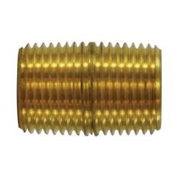 AMC 706112-02 Nipple, 1/8 in MPT x 1/8 in MPT, Close, Brass