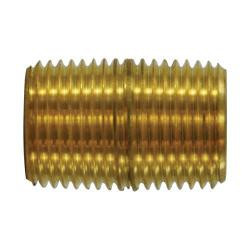 AMC 706112-04 Nipple, 1/4 in MPT x 1/4 in MPT, Close, Brass
