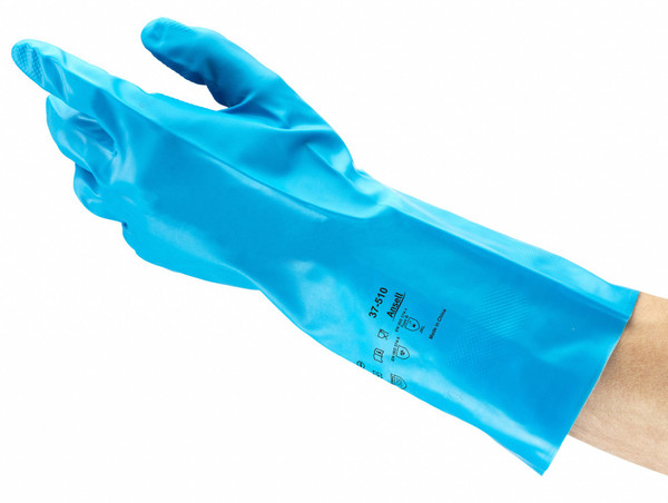 ANSELL Chemical Resistant Gloves,Blue,Sz 9,PR 37-510