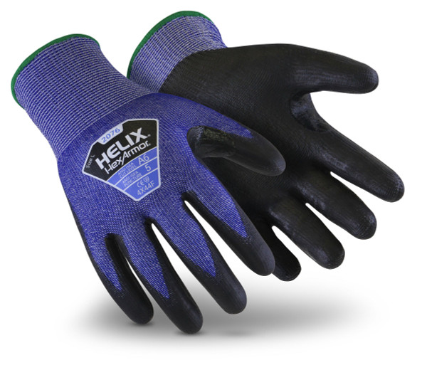 HEXARMOR Cut Resistant Gloves,Sz L,Black/Blue,PR 2076-L 9