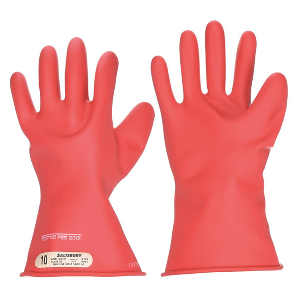 SALISBURY Electrical Gloves,Class 00,Red,Sz 9,PR E0011R9