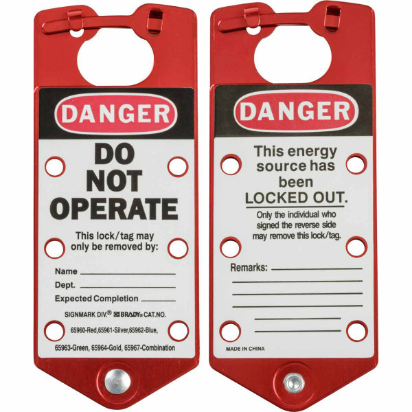 BRADY Labeled Lockout Hasp,Snap-On,6 Lock,PK5 22075-R