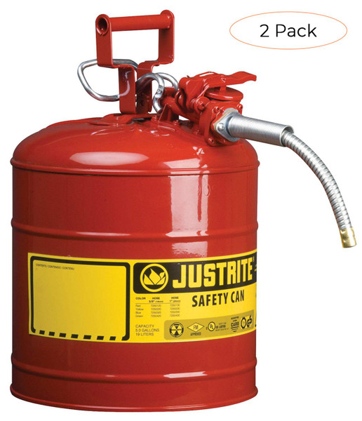 JUSTRITE Type II Safety Can,Red,17-1/2 In.,5 gal. 7250120