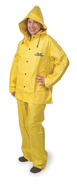 CONDOR 3 Piece Rainsuit w/Detachable Hood,Ylw,M 4T225