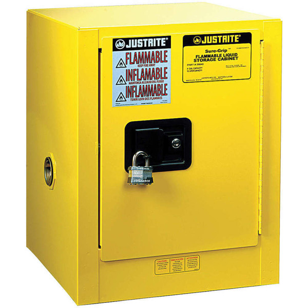 JUSTRITE Flammable Safety Cabinet,4 Gal.,Yellow 8904205