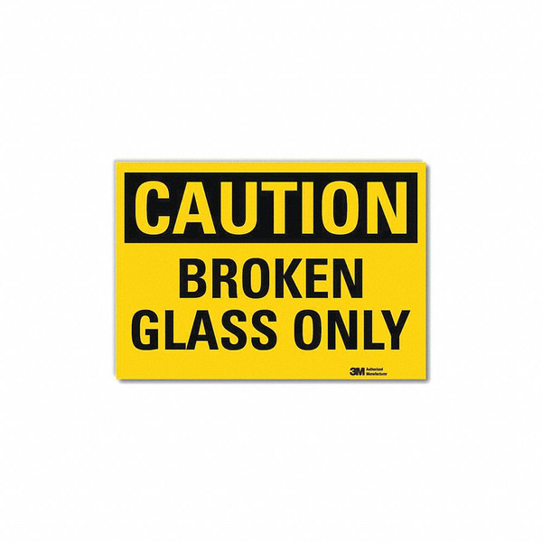 LYLE Safety Sign,Broken Glass Only,5in.H U4-1095-RD7X5