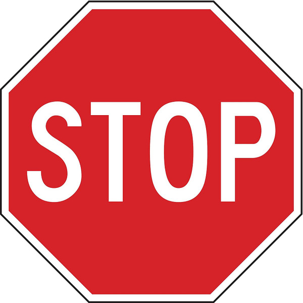 LYLE Traffic Sign,30 x 30In,WHT/R,Stop,Text R1-1-30HA