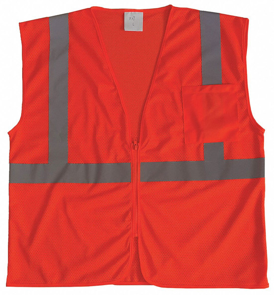 GENERIC U-Block Vest, Class2 Orange/Red, L 53YL10