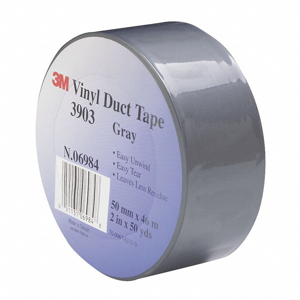 3M Duct Tape,2 x 50 yd,6.5 mil,Gray,Vinyl 3903