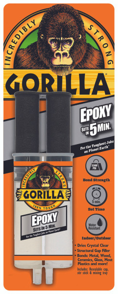 GORILLA Epoxy,Multipurpose,Clear,0.85 oz Syringe 4200102