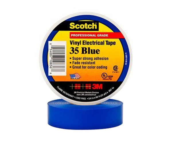 SCOTCH Electrical Tape,7 mil,3/4" x 66 ft.,Blue 10836