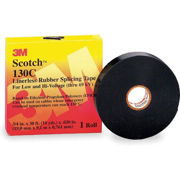 SCOTCH Splicing Tape,30 mil,3/4" x 30 ft.,Black 130C-34X30FT