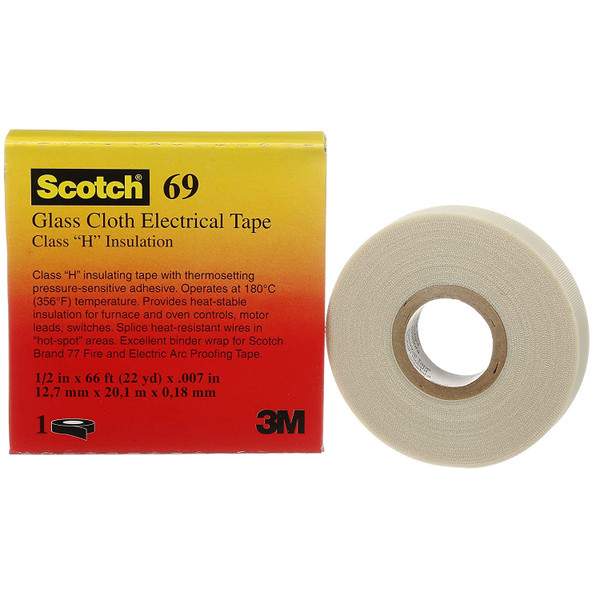 SCOTCH Electrical Tape,7 mil,3/4" x 66 ft.,Wht 69-34X66