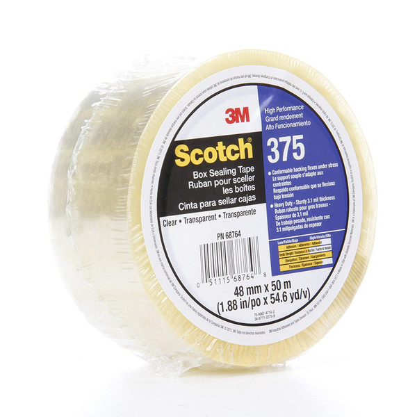 SCOTCH Carton Sealing Tape,Clear,72mm x 50m 375