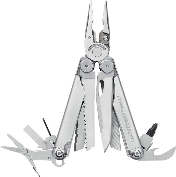 LEATHERMAN Multi-Tool,Silver Handle,18Tools WAVE PLUS