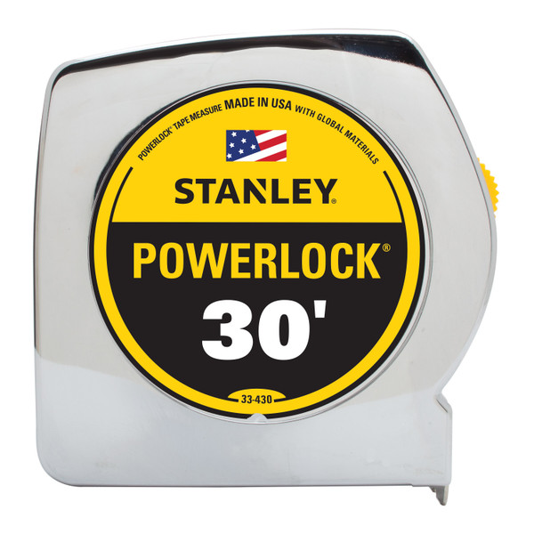 STANLEY Tape Measure,1 In x 30 ft,Chrome,In/Ft 33-430