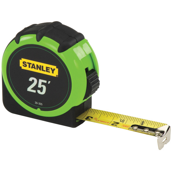STANLEY Tape Measure,1 In x 25 ft,Green/Black 30-305