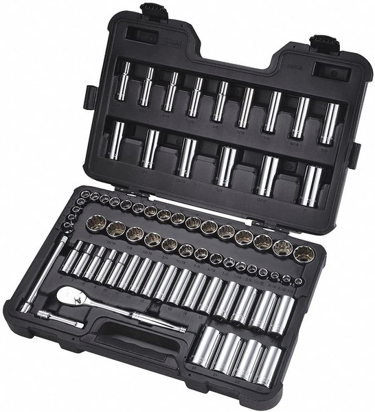 WESTWARD Socket Set,3/8",SAE/Metric,Chrome,73pcs 53PN33