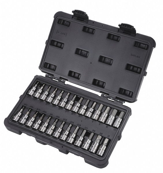 WESTWARD Socket Bit Set,3/8" Drive,27 pcs 54TL64