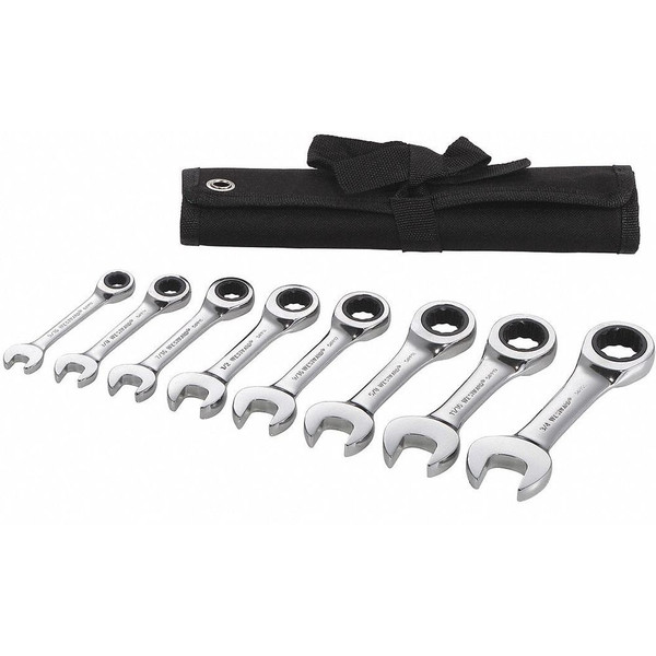 WESTWARD Ratcheting Wrench Set,SAE,8 pcs. 54DG30