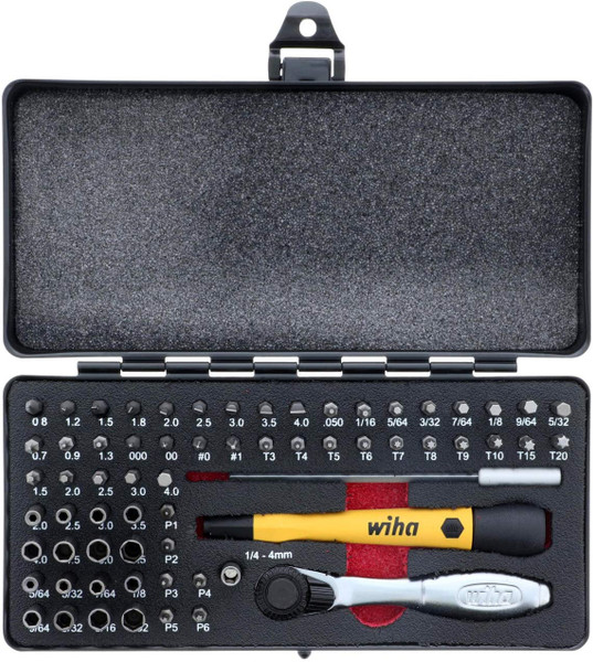 WIHA TOOLS Ratchet Bit Set,65 pcs.,3/16" Hex Shank 75965