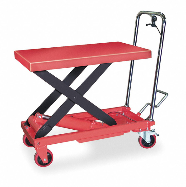 DAYTON Scissor Lift Cart,1000 lb.,Steel,Fixed 6W803