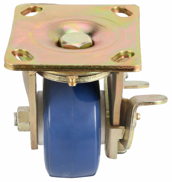 GENERIC Swivel Plat Caster,Poly,4 in.,600 lb,Blu 1NUW8